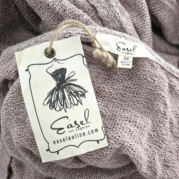 Easel Boho Hacci Knit 3/4 Sleeve Open Cardigan Sweater Size 3X NWT Lightweight - Picture 4 of 5